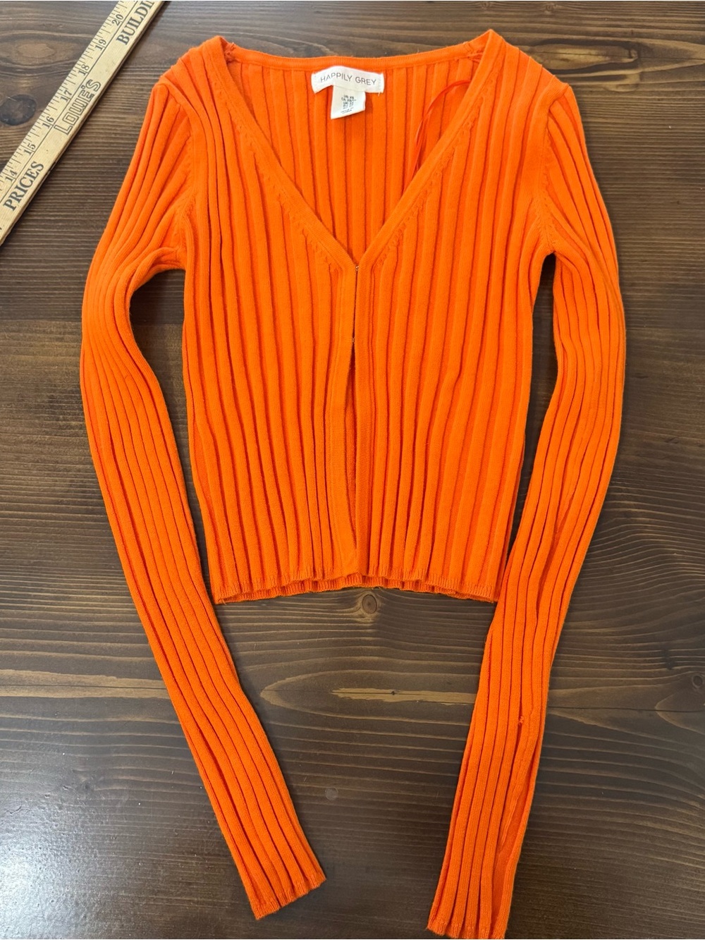 Orange ribbed long sleeve sweater